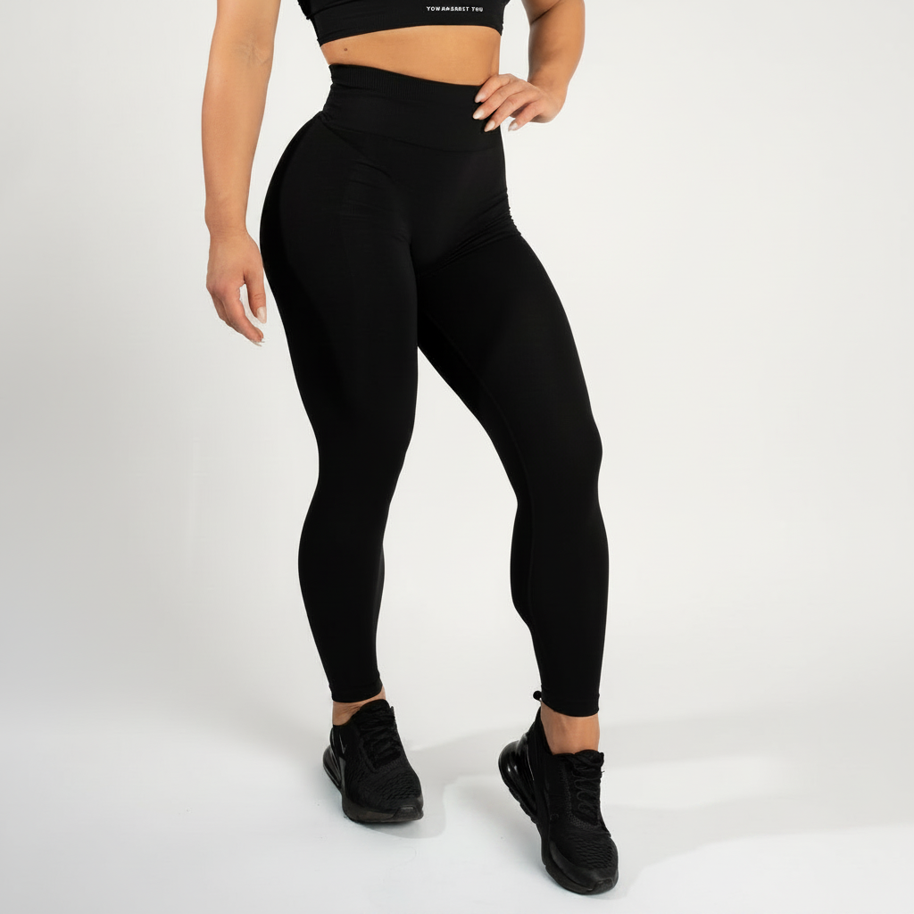 Elevate Scrunch Tights Black - Front